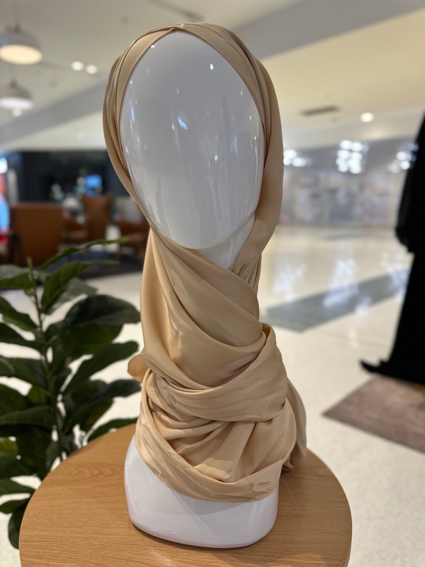 Rare Matte Satin Silk Hijab- Champagne